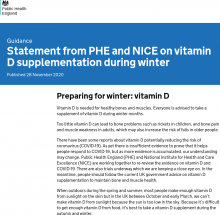 Statement From PHE And NICE On Vitamin D Supplementation During Winter - GOV UK